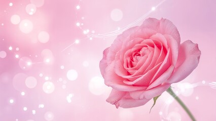 Fototapeta premium Dreamy pink rose closeup with bokeh