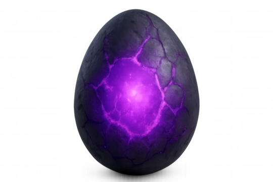 Dragon egg glowing brightly, mystical fantasy birth and ancient cracked stone texture, magical creature emerging on transparent background - Powered by Adobe