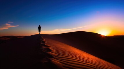Fototapeta premium Summer Travel Adventures: Hiking Mountains, Walking Desert Dunes & Beach Couples at Sunset