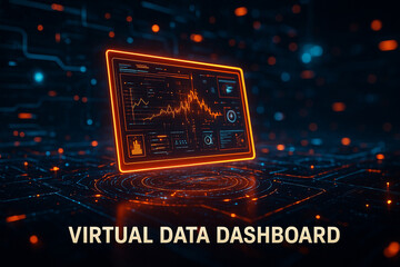 AI generated glowing digital data dashboard with charts and analytics interface symbolizing technology big data visualization futuristic business intelligence and innovation