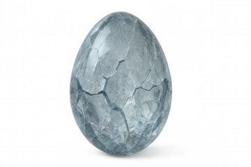 Ice dragon egg cracking with visible fragments, representing rebirth and emerging life on a transparent background