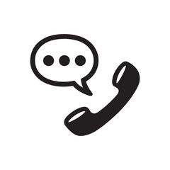 Telephone receiver with chat bubble icon