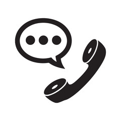 Telephone receiver with chat bubble icon