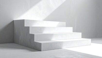 Obraz premium White marble steps in a bright room