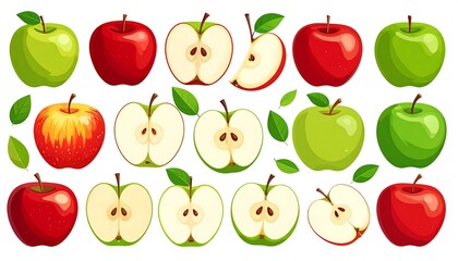 Colorful apple illustrations