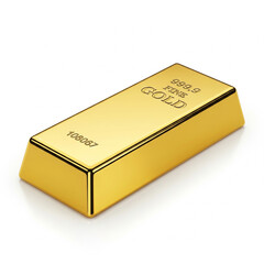 Shiny gold bars isolated on white background. Symbol of financial growth, wealth, success, and investment concept.