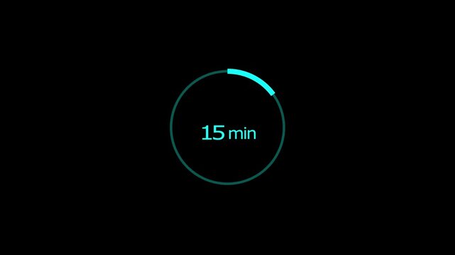 15 minutes timer clock icon 4k animation background. and creating a stunning 4k video.