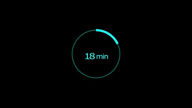 18 minutes timer clock icon 4k animation background. and creating a stunning 4k video.