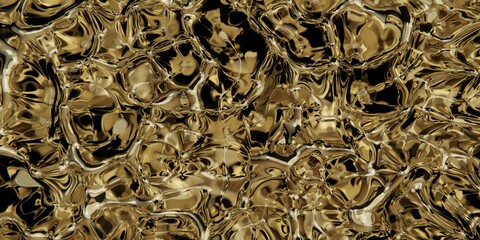 Golden Abstract Liquid Metal Texture Background
