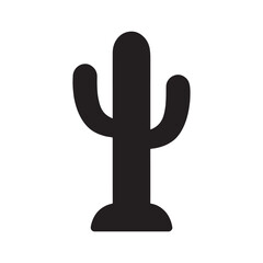 Obraz premium Simple Cactus Silhouette on White Background Perfect for Desert Themes and Southwestern Designs a Clean and Modern Vector Illustration
