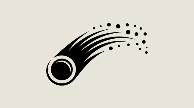 Elegant black comet design on cream background to represent space abstract idea