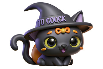 3d halloween witch with pumpkin cat  illustration vector design icon