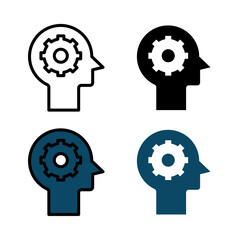 Strategy Icon . in stroke, black and colored vectors collection isolated on white background.