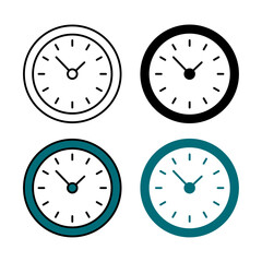 Time Icon . in stroke, black and colored vectors collection isolated on white background.