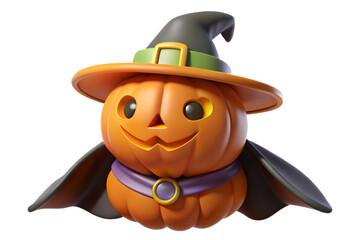 halloween witch with pumpkin cartoon 3d illustration vector design icon
