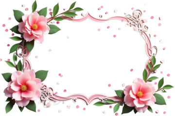 frame with pink flowers