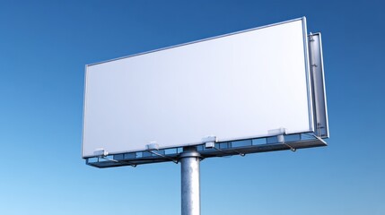 Obraz premium Billboard Mockup Against a Clear Blue Sky: Ideal for Outdoor Advertising Campaigns and Media Planning
