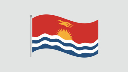 Kiribati Flag Waving Cartoon Illustration on a Gray Background National Symbol
