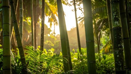 Fototapeta premium Sunlight filtering through bamboo forest
