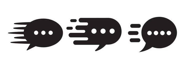 Fast Chat Message Icon, Speed Communication Symbol, Quick Messaging Logo