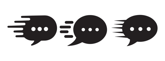 Fast Chat Message Icon, Speed Communication Symbol, Quick Messaging Logo