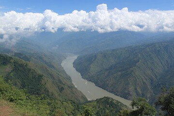 High Angle View Of River Valley And Mountains