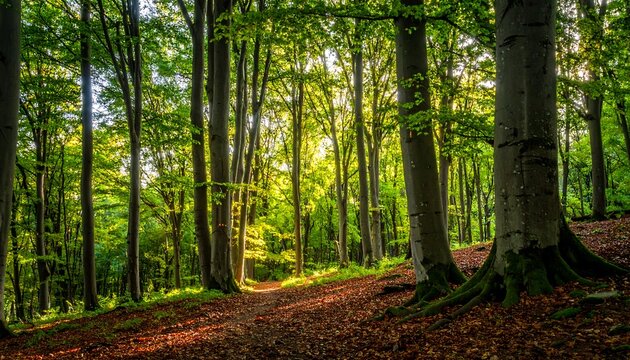 Sunlight path through forest