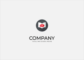 Open book with play button cloud symbol representing online education digital learning video tutorial knowledge multimedia study e learning resources.
