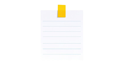 Blank lined notepaper with a yellow sticky note