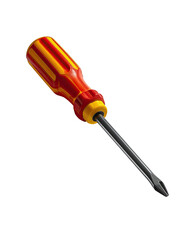 A single, slim screwdriver, red and yellow handle