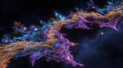Abstract Cosmic Nebula Displaying Glowing Particles