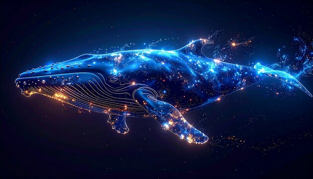 Glowing whale in deep space