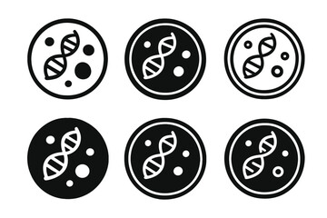 Biotech Logo Variations. Biotechnology. Set Logo of Biotechnology: Petri dish. harmonious logo variations of the same emblematic concept, each with different