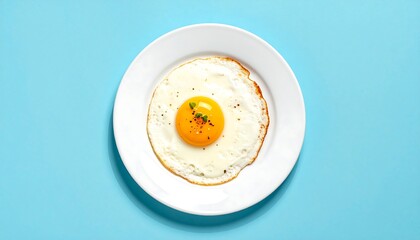 Fried egg on white plate