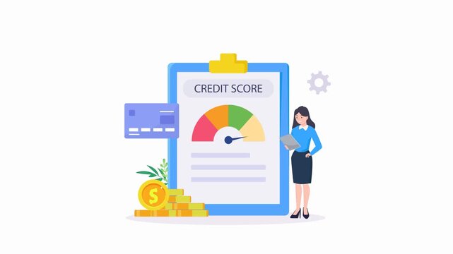 Credit score concept. Document with personal credit history. video animation 4k clip