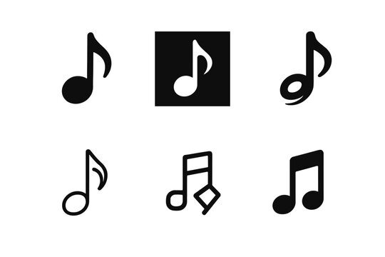 Harmonious Logo Variations. artistic expression. Set Logo of artistic expression: musical note. harmonious logo variations of the same emblematic concept, each