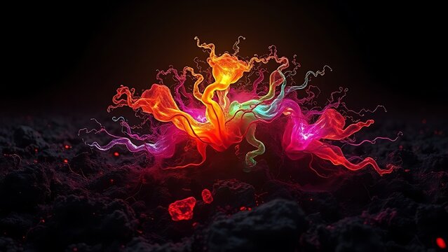 A glowing malignant growth being starved of its vibrant nutrient streams on a dark field.