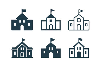 Fototapeta premium Educational Logo Variations. Education. Set Logo of Education: School building. harmonious logo variations of the same emblematic concept, each with different