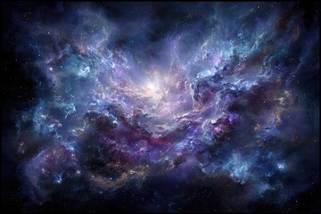 Fototapeta premium Colorful Deep Space Nebula With Glowing Stars