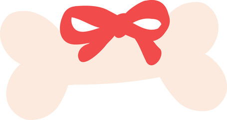 Christmas Dog Bone Ornament with Bow Hand Drawn