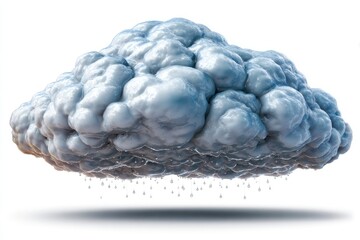 Large, fluffy, gray-blue cloud; rain drops fall