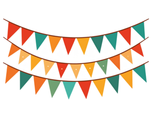 Multi-colored triangular bunting, two layers