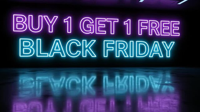 Black Friday Buy One, Get One Free Neon Sign Promotion for Special Deals and Offers