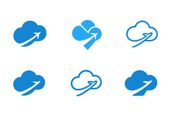 Obraz premium Airline Logo Concepts. Airlines. Set Logo of Airlines: Cloud with contrail. harmonious logo variations of the same emblematic concept, each with different