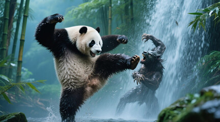 Panda Fights Werewolf With Kung