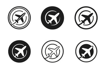 Culinary Tourism Logos. Culinary tourism and destination dining. Set Logo of culinary tourism and destination dining: plate with airplane. harmonious logo