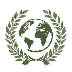 Earth encircled by a laurel wreath