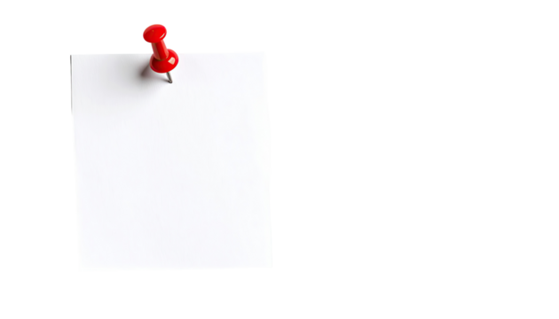 Blank white note paper, pinned