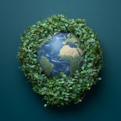 Earth encircled by a lush green wreath