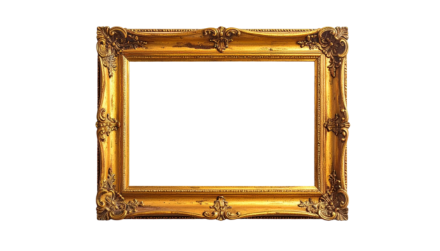 Empty gold ornate picture frame (1)